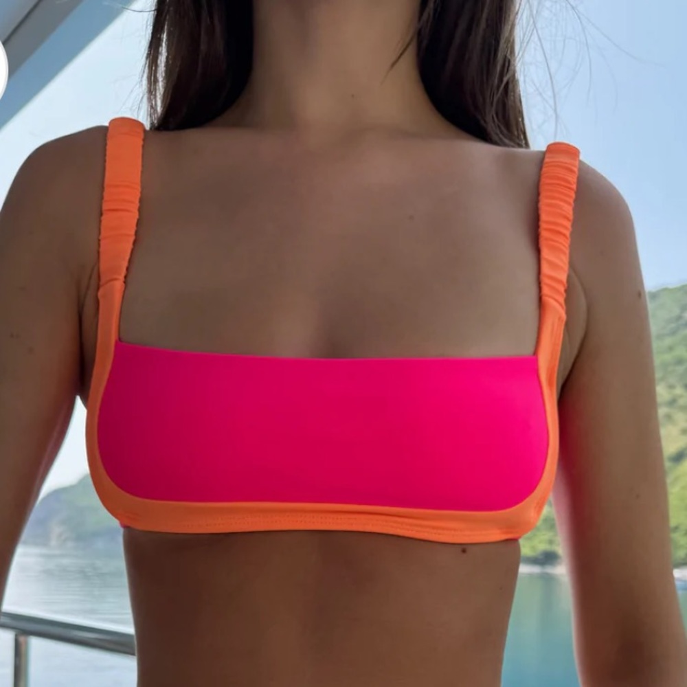 Strawberry Milk Mob Pink and Orange Bikini Top
